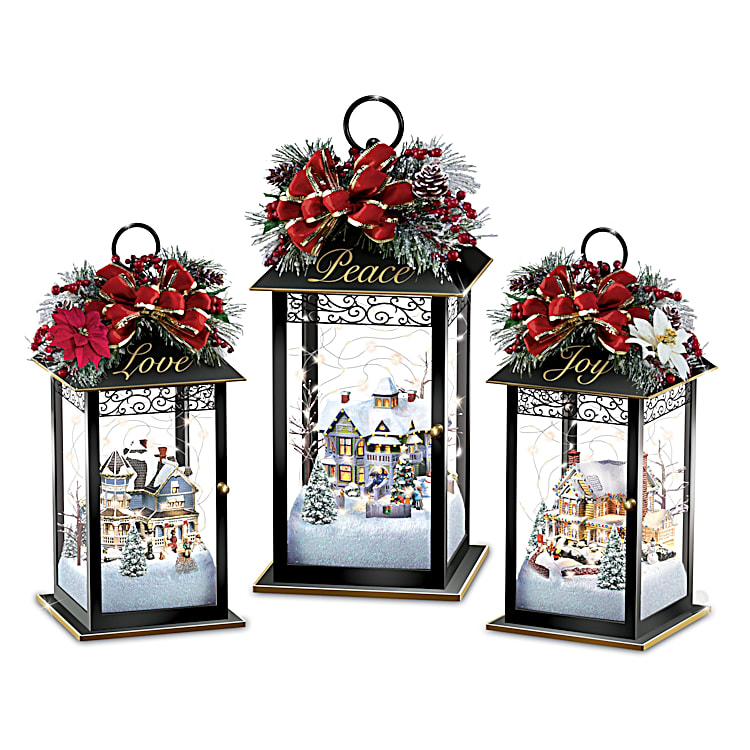 置物 sparkle of winter Thomas Kinkade Sparkle Of The Season Lantern Table Centrepiece
