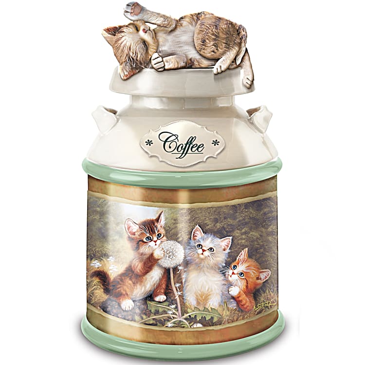 Jurgen Scholz Cozy Kittens Sculpted Cat Canister Collection With