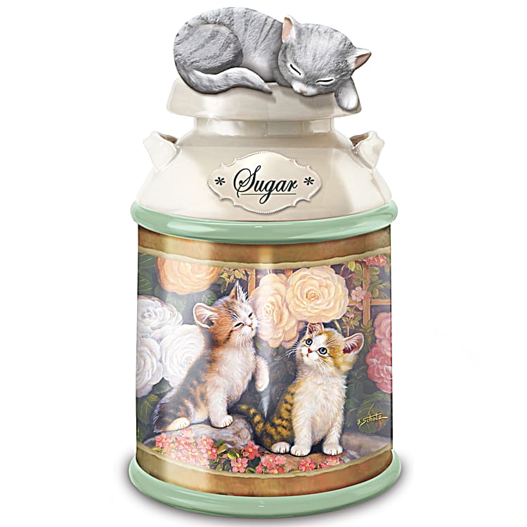 Jurgen Scholz Cozy Kittens Sculpted Cat Canister Collection With