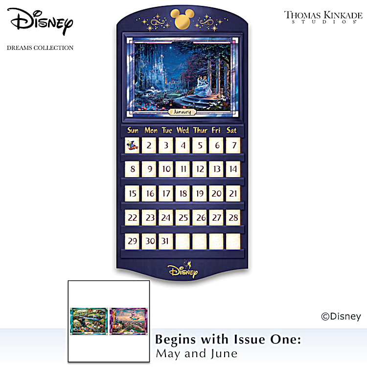 ダンバリーミント　ディズニー永久カレンダー Thomas Kinkade Magical Seasons Of Disney Illuminated Stained Glass