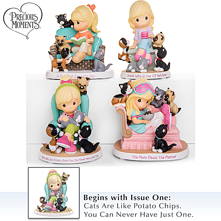 precious moments 置物　2個 Precious Moments You Had Me At Meow Hand-Painted Cat-Themed Collection