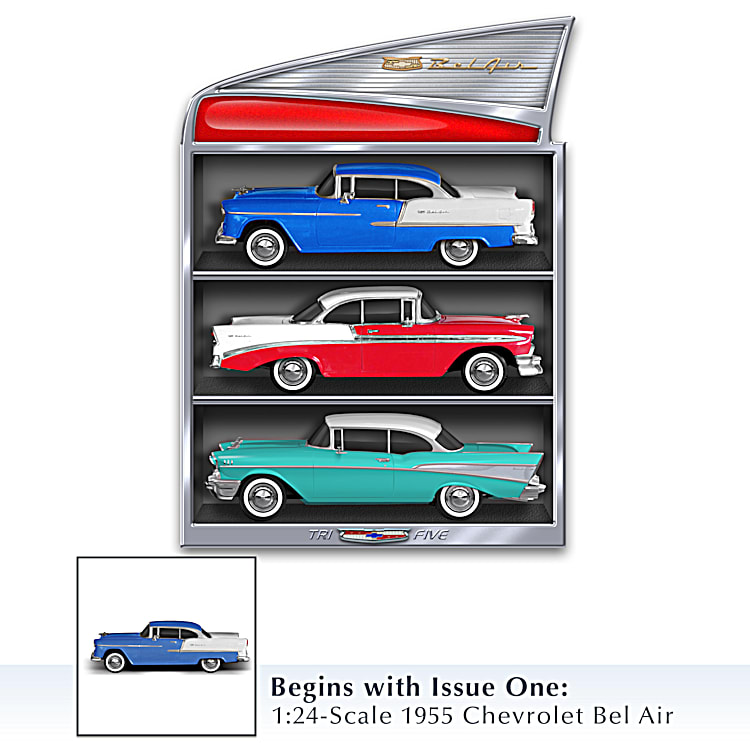 ミニカー BUBY art.1003 CHEVROLET BEL AIR POLICI Tri-Five 1:24-Scale Chevrolet Bel Air 3-Car Sculpture Collection