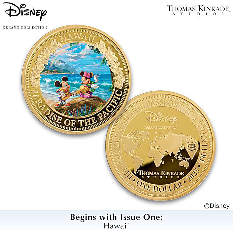 24K-Gold Plated One Dollar Legal Tender Coin Collection Adorned