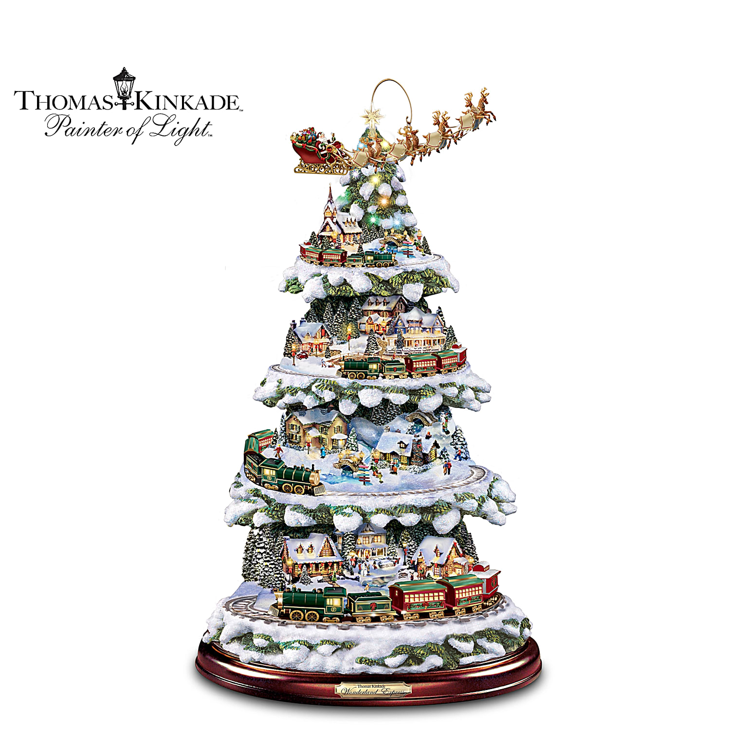 Thomas Kinkade Animated Tabletop Christmas Tree With Train: Wonderland  Express