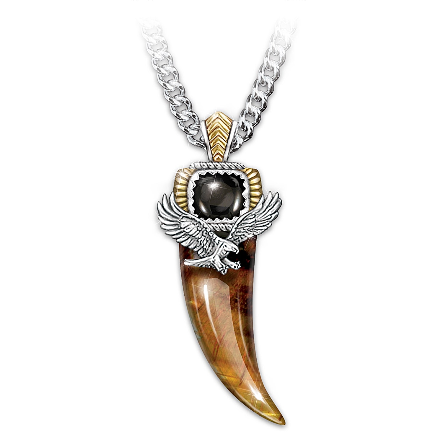 Tiger's Eye Hook Eye Screw Gemstone Pendant Necklace