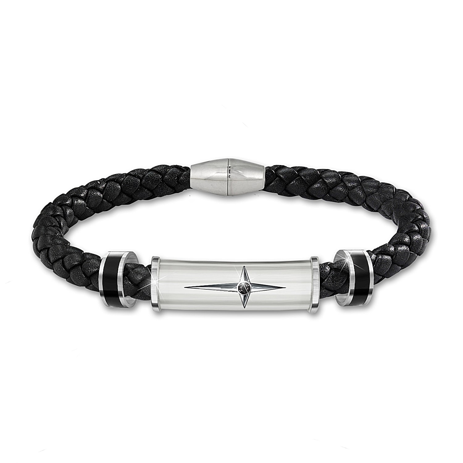 Bracelet Protection And Strength For My Son Leather And Steel Cross Mens Bracelet