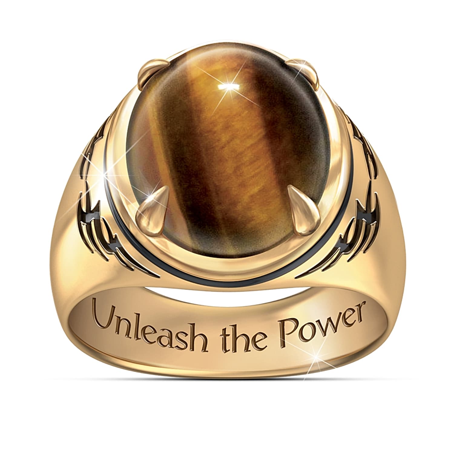 Ring Genuine Tigers Eye Stone Mens Ring
