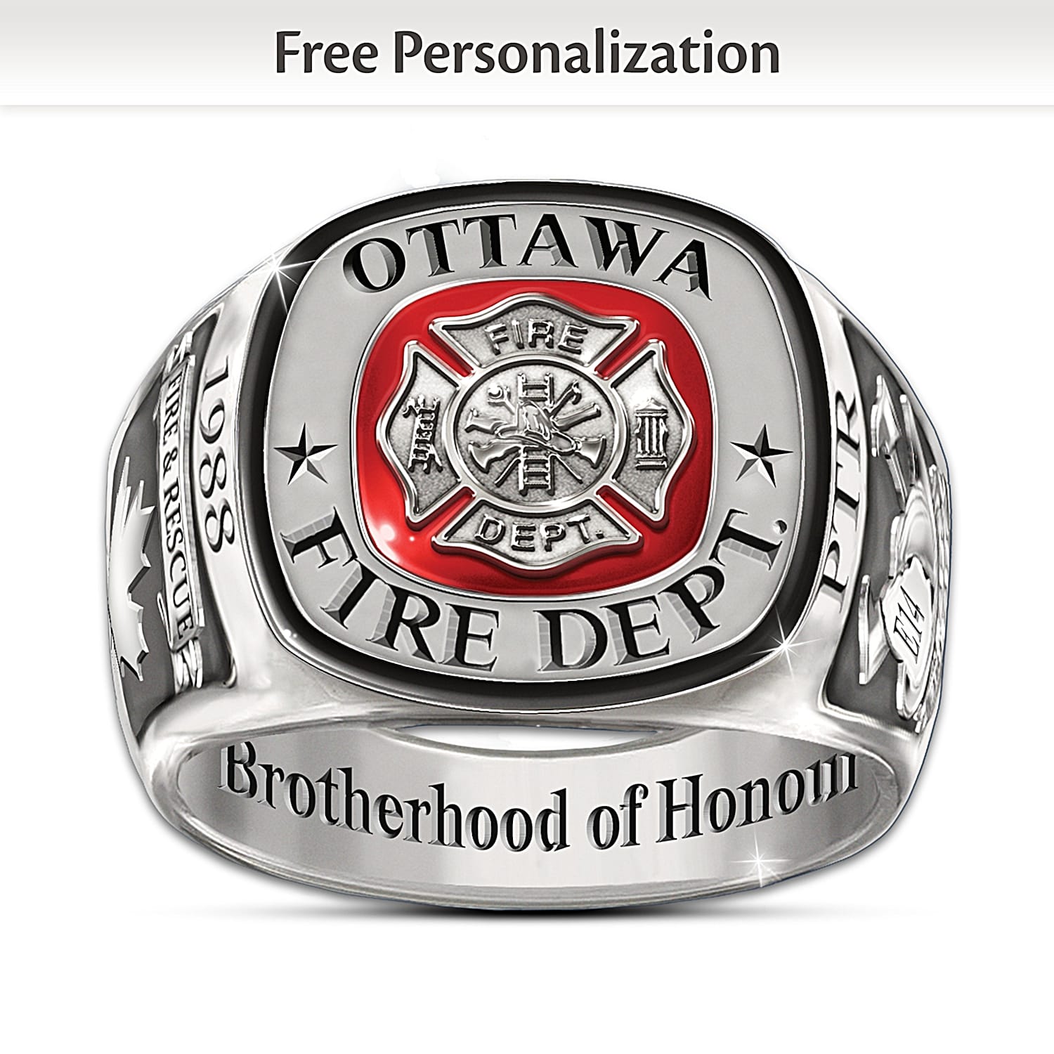 Firefighter maltese cross ring discount