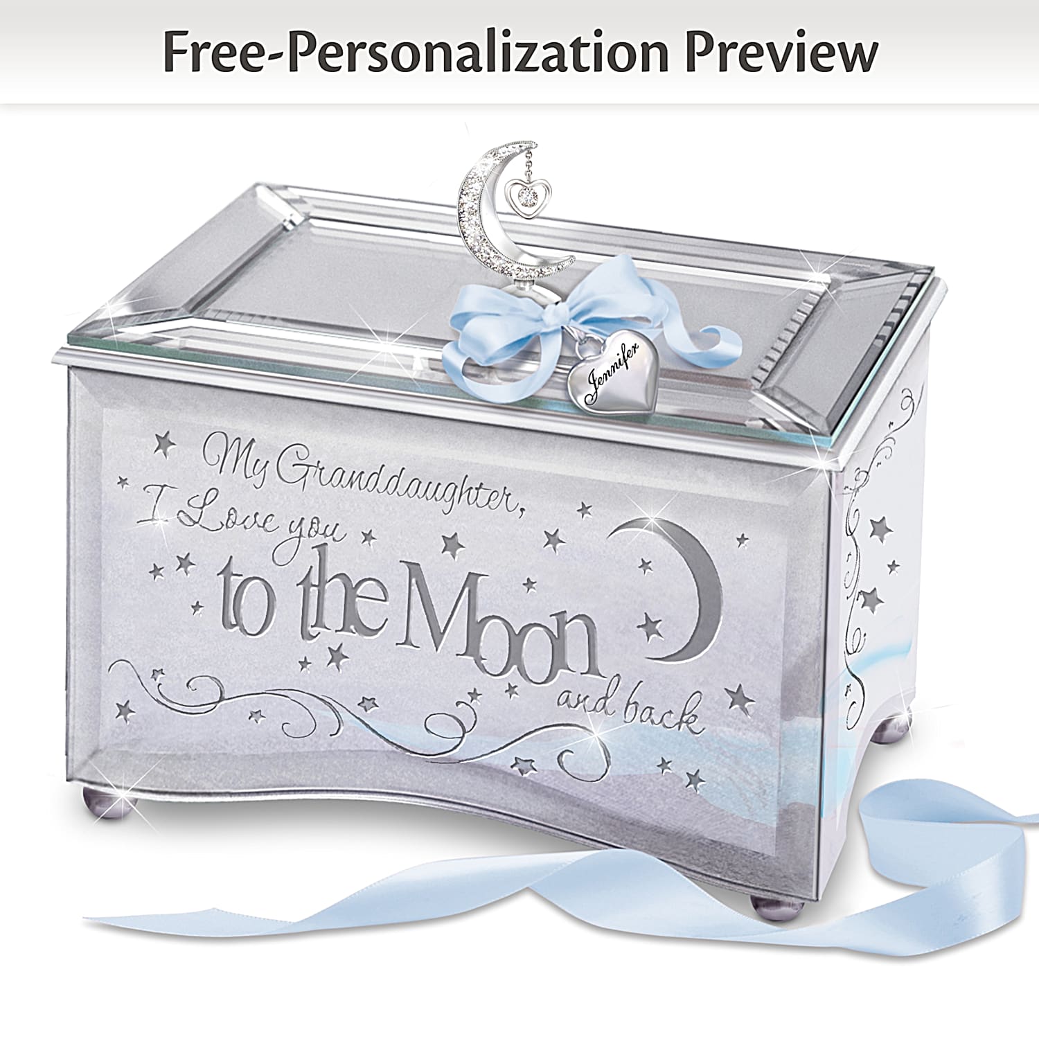 My Granddaughter, I Love You To The Moon Music Box With Poem And