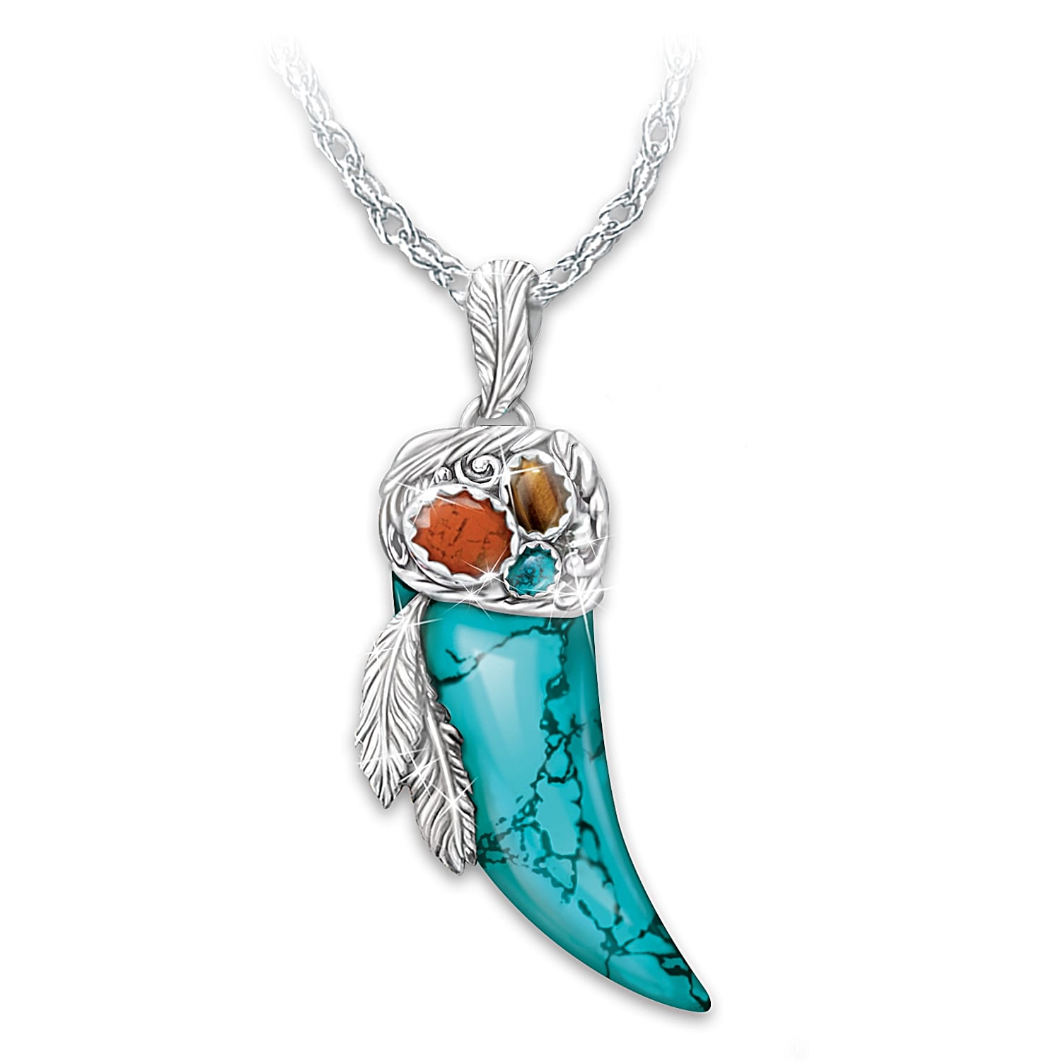 Native Spirit Native American Inspired Handcrafted Turquoise Pendant Necklace