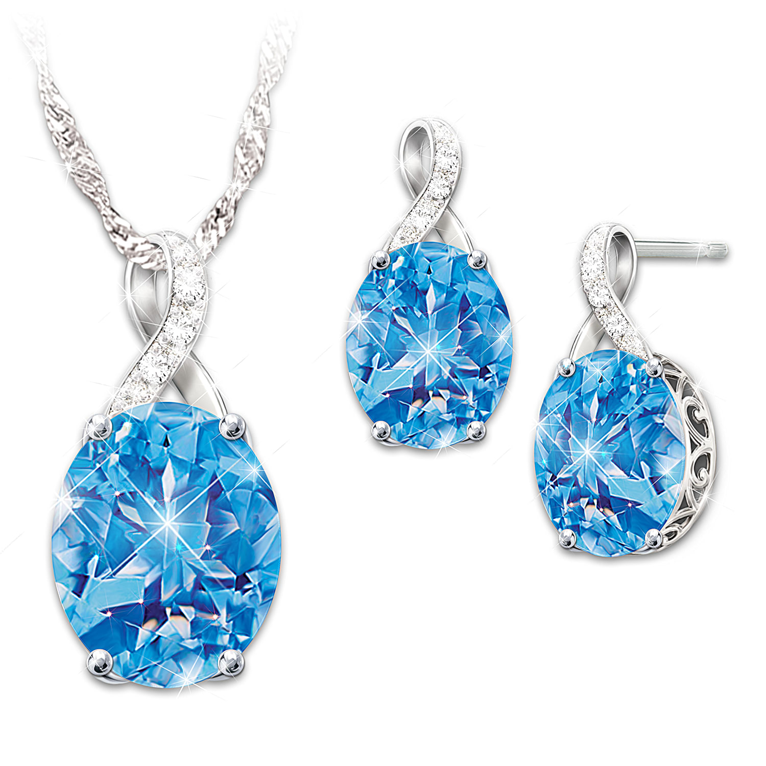 Blue topaz 2024 jewelry set