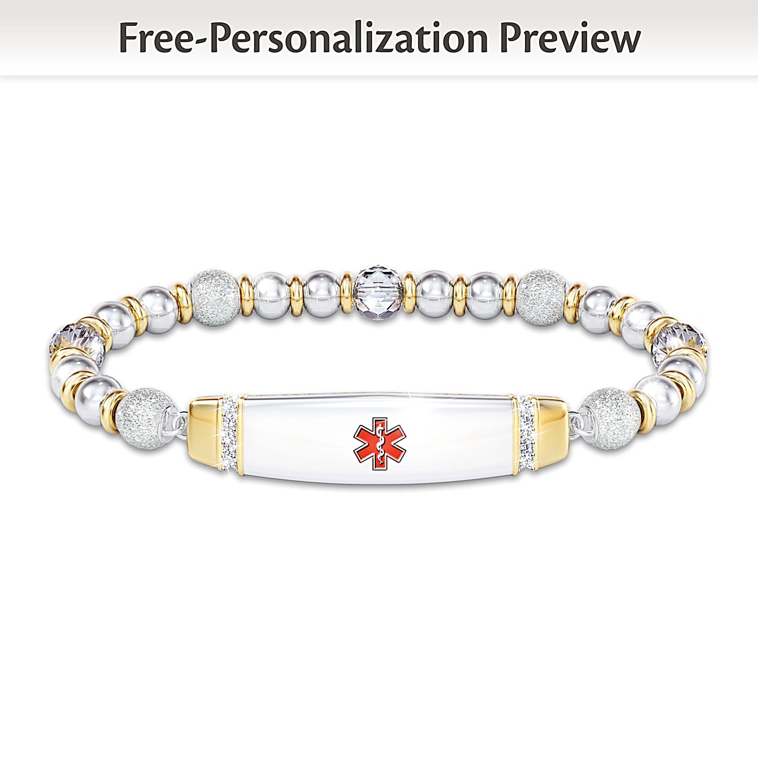 Medical Alert Prescription Personalized Womens Bracelet