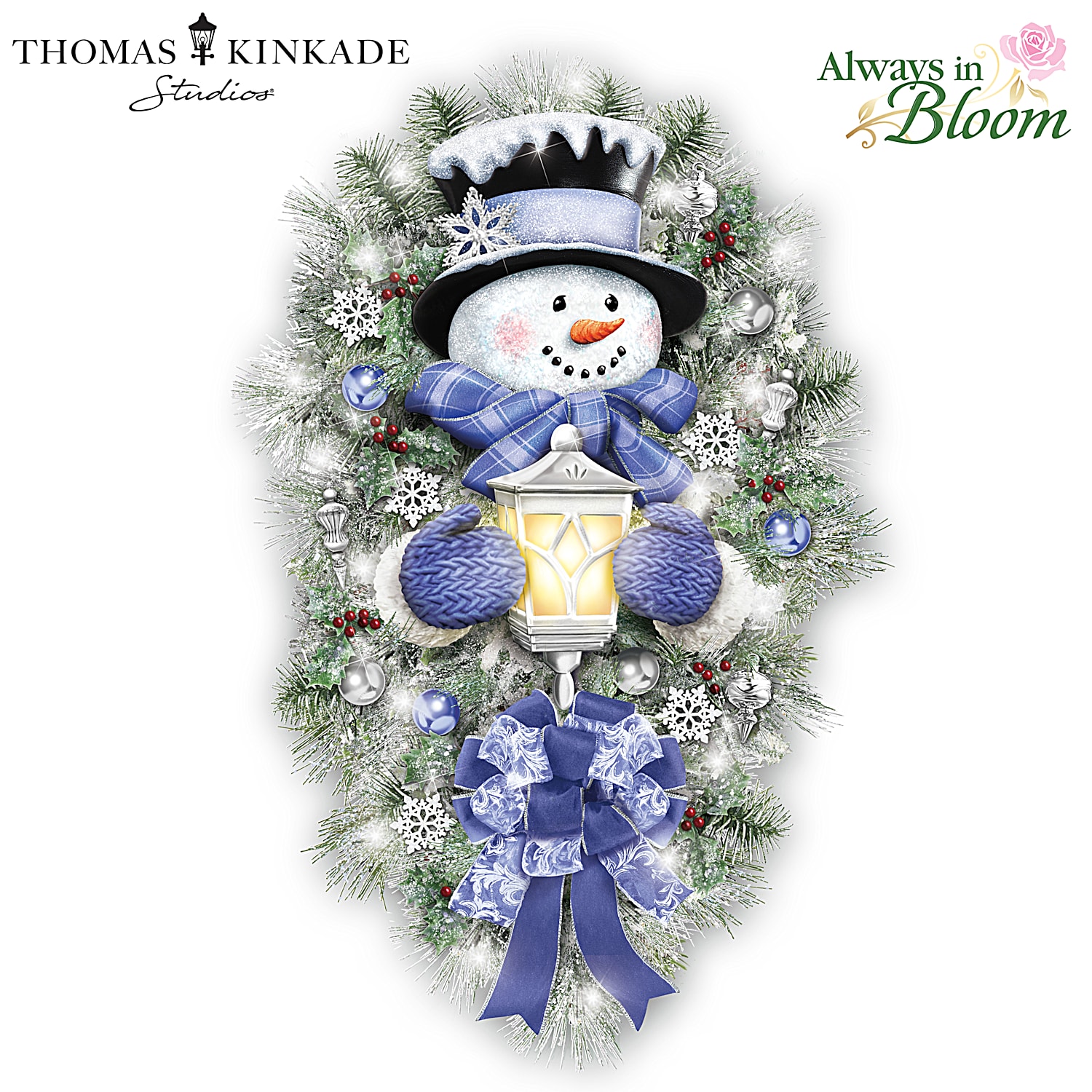スノーマン　クリスマス　WELCOME WINTER Thomas Kinkade A Warm Winter Welcome Illuminated Holiday