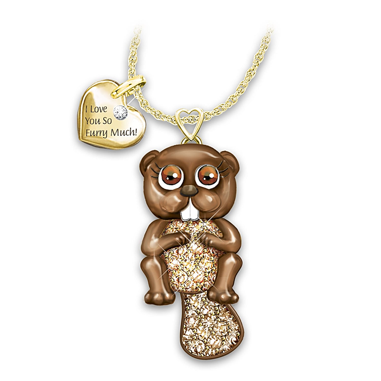 Granddaughter, I Love You So Furry Much Beaver-Shaped Pendant Necklace