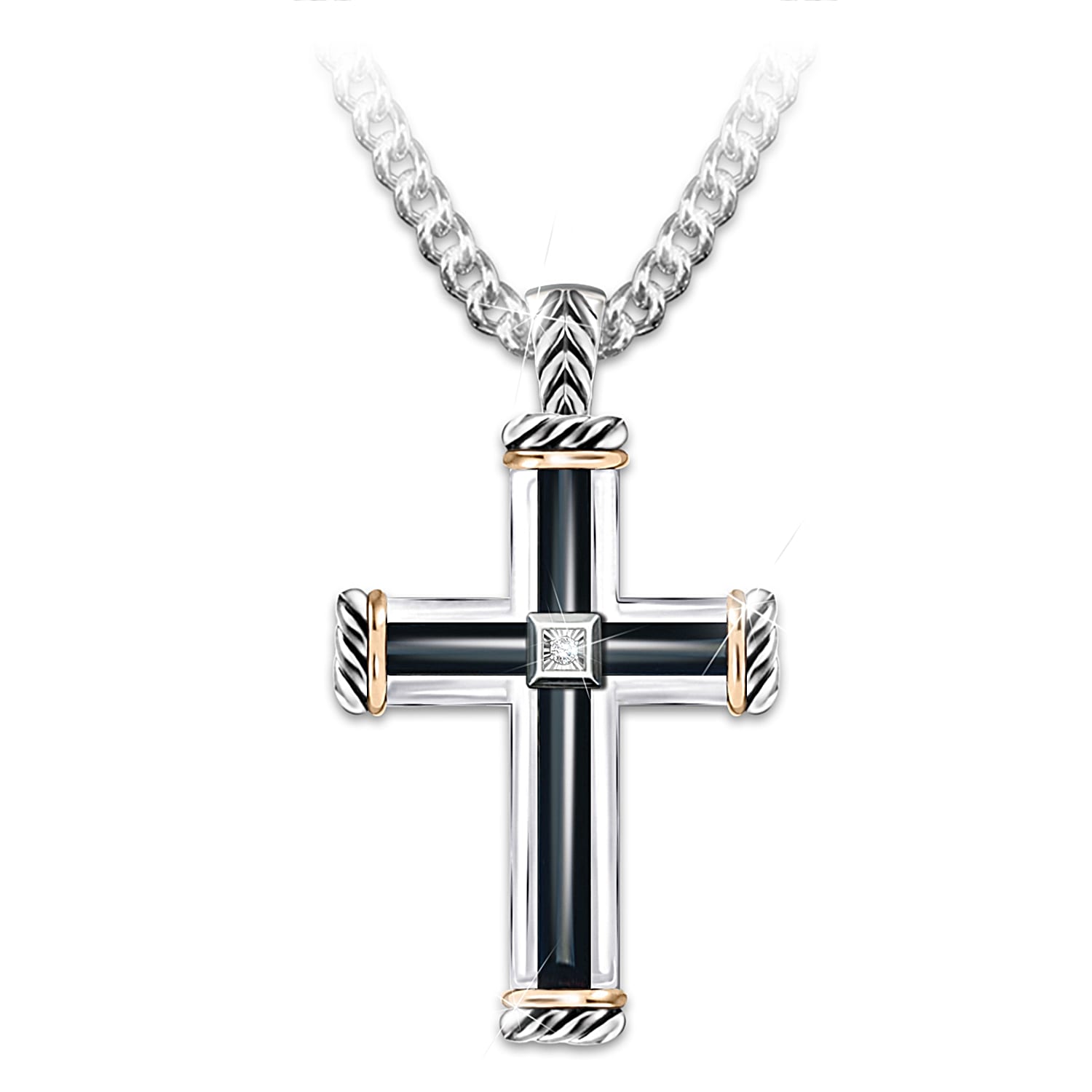Black diamond cross necklace mens online