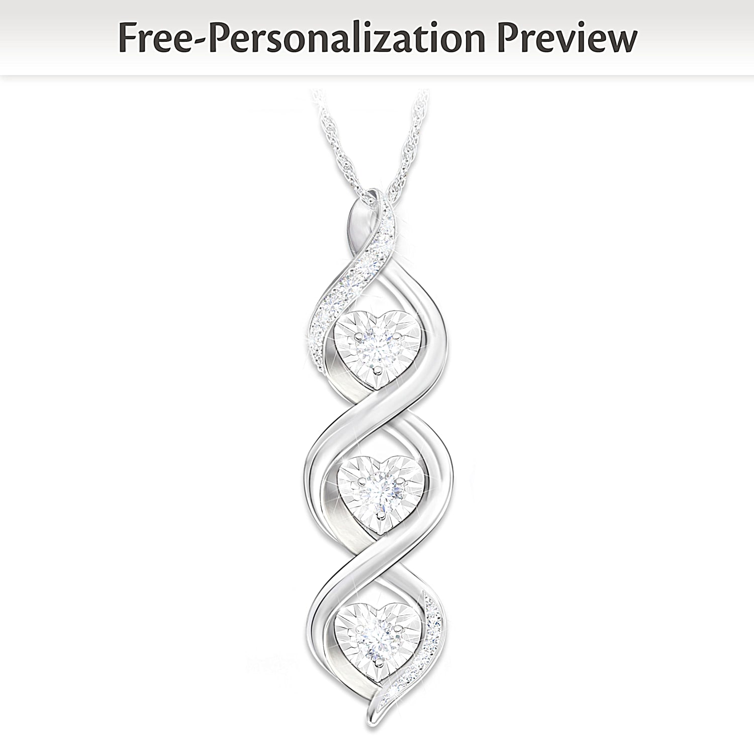Always My Daughter Womens Personalized Diamond Pendant Necklace With Heart Shaped Setting