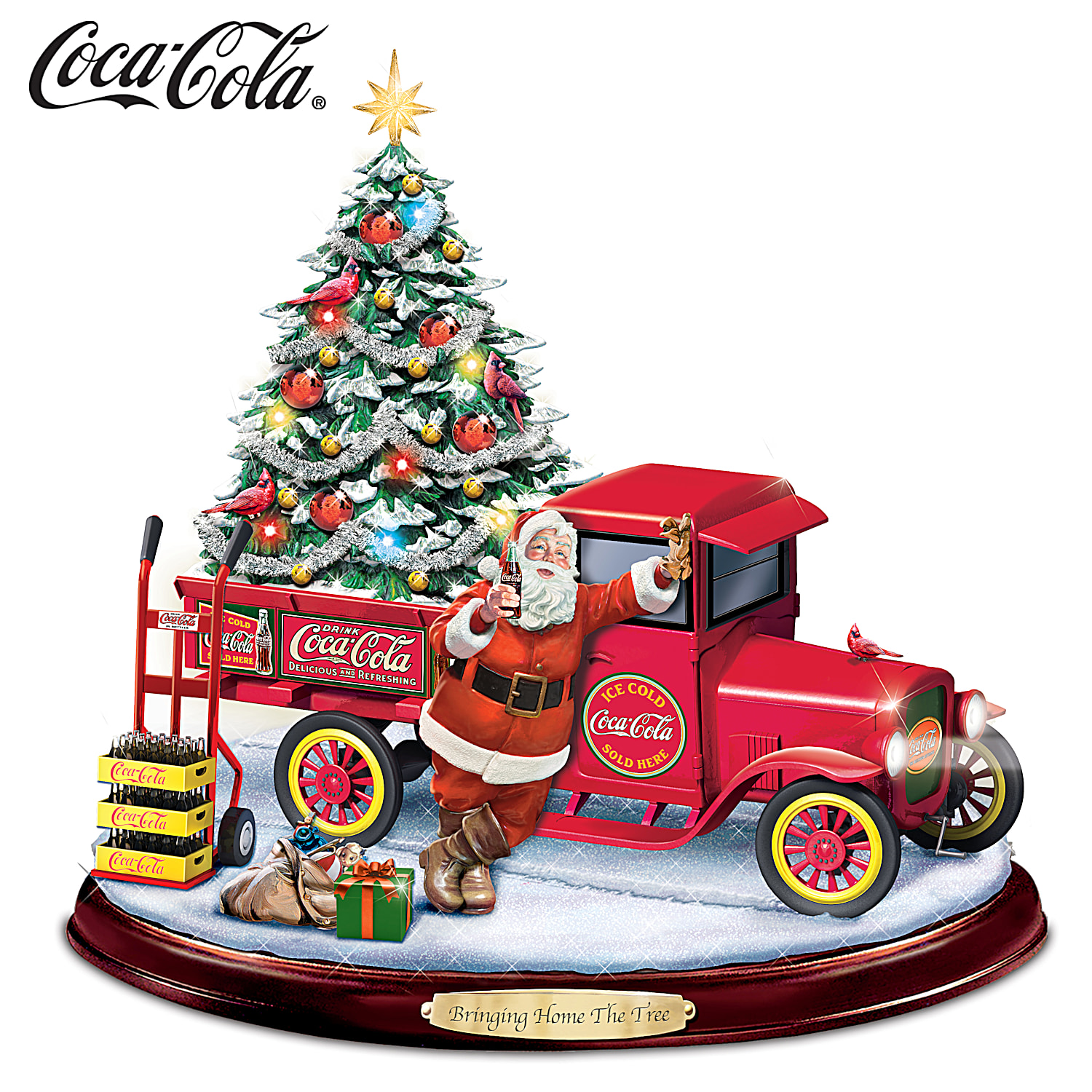 COCA-COLA Bringing Home The Tree Illuminated Christmas Sculpture