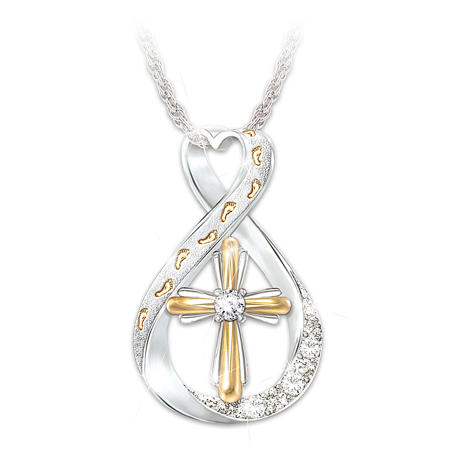 Footprints In The Sand Womens Diamond Infinity Pendant Necklace