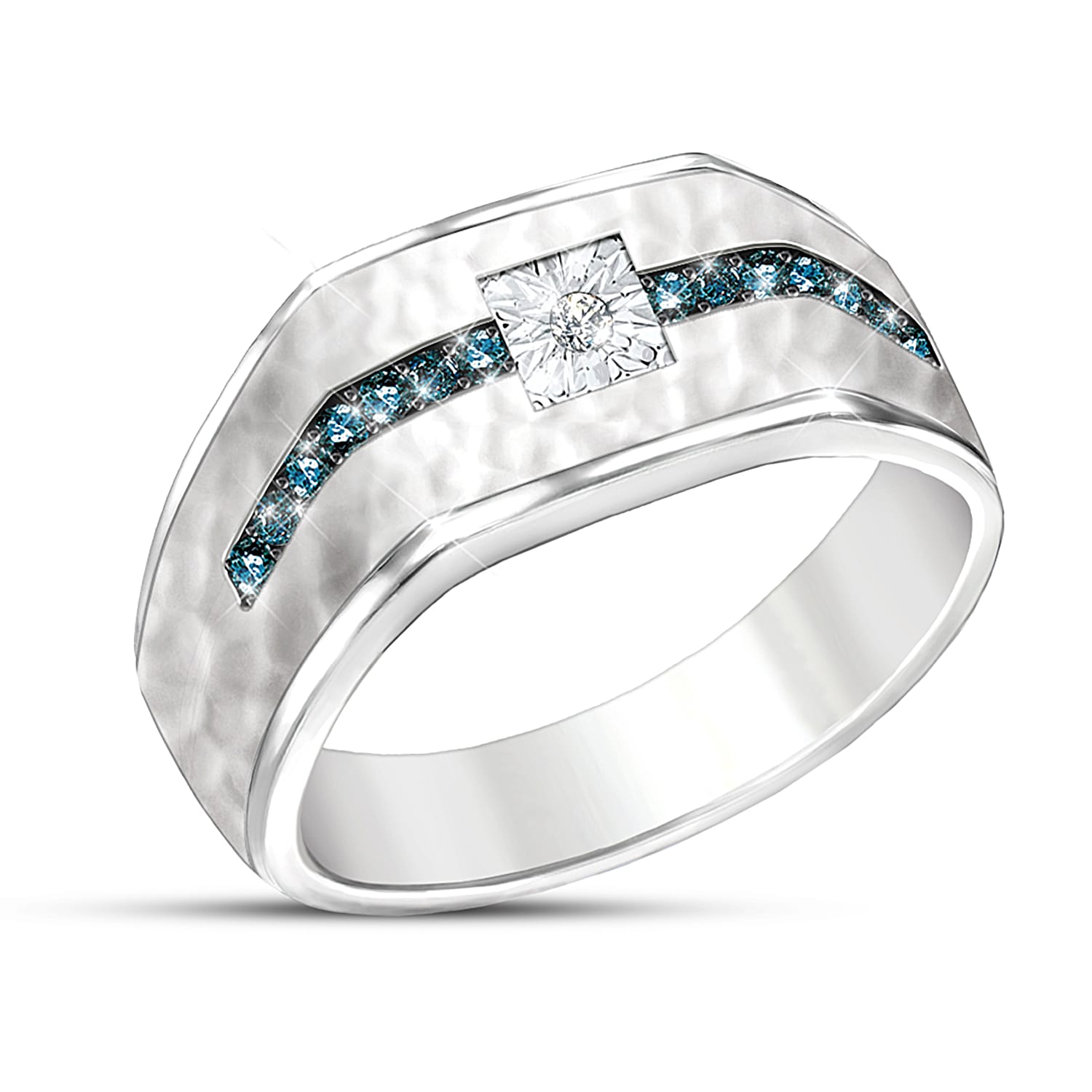 The Apex Men s White And Glacier Blue Diamond Ring