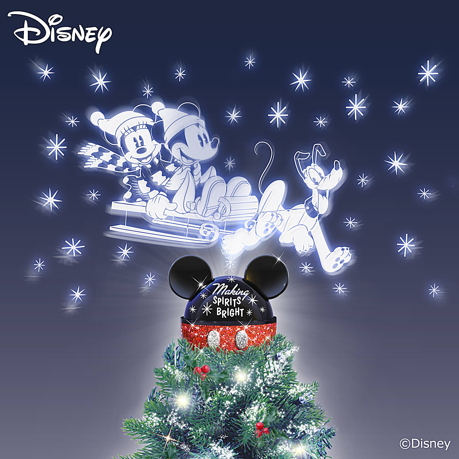Disney Mickey Mouse Christmas Tree Topper: Making Spirits Bright