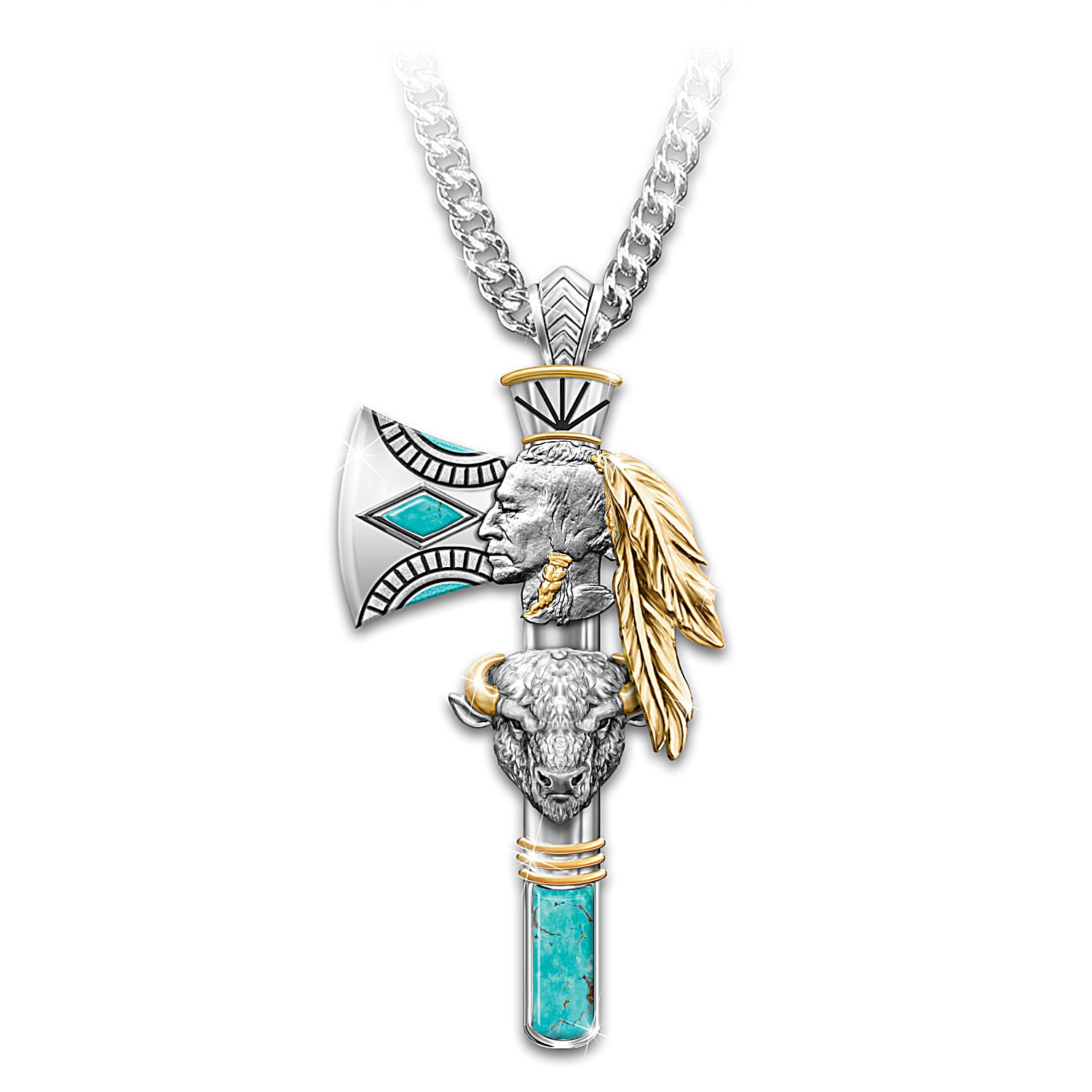 Pride Of The West Mens Sterling Silver Pendant Necklace Featuring