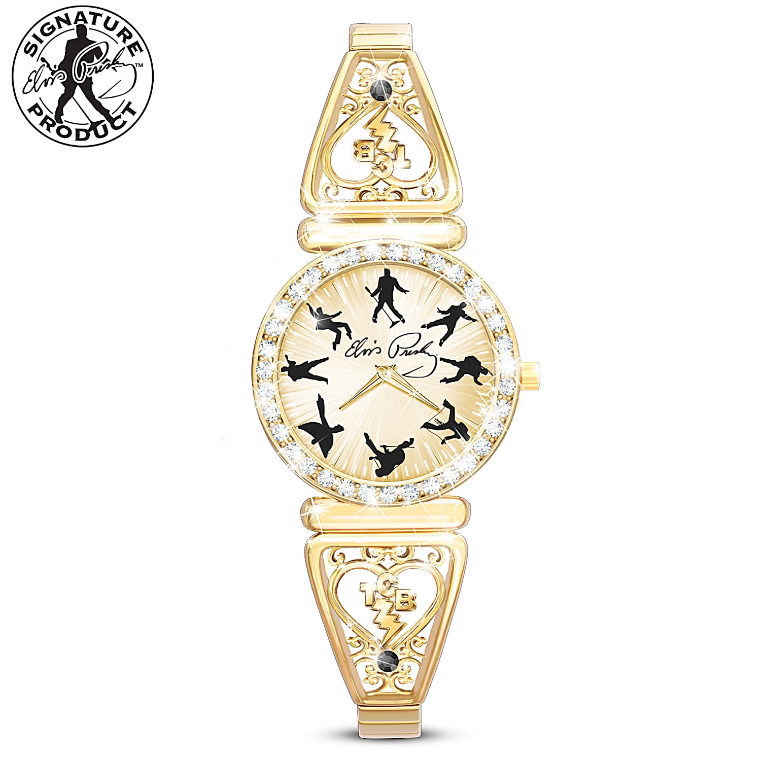 Rockin Elvis Presley Rotating Watch With White Crystals