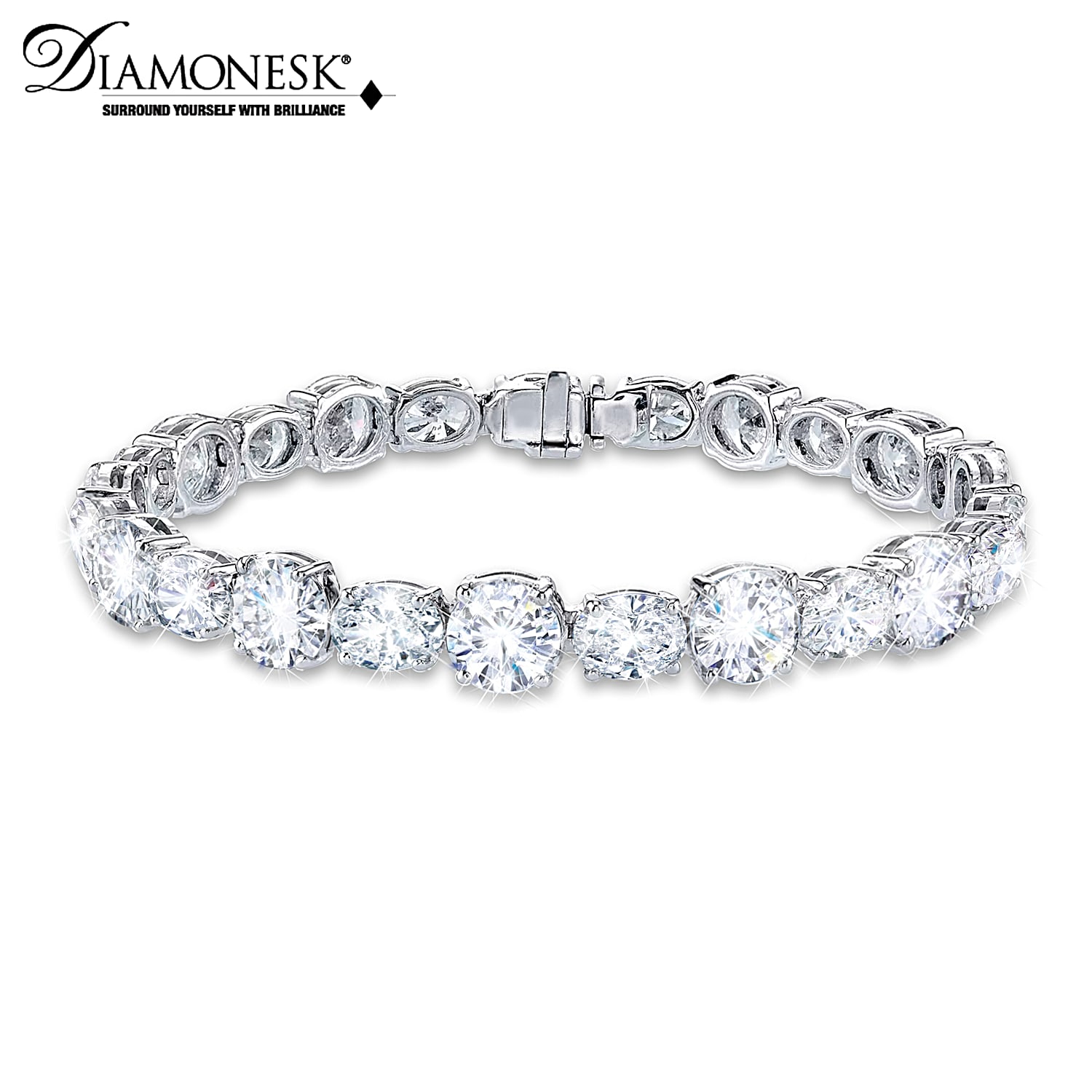Platinum Plated Simulated Diamond Tennis Bracelet Inspired By A