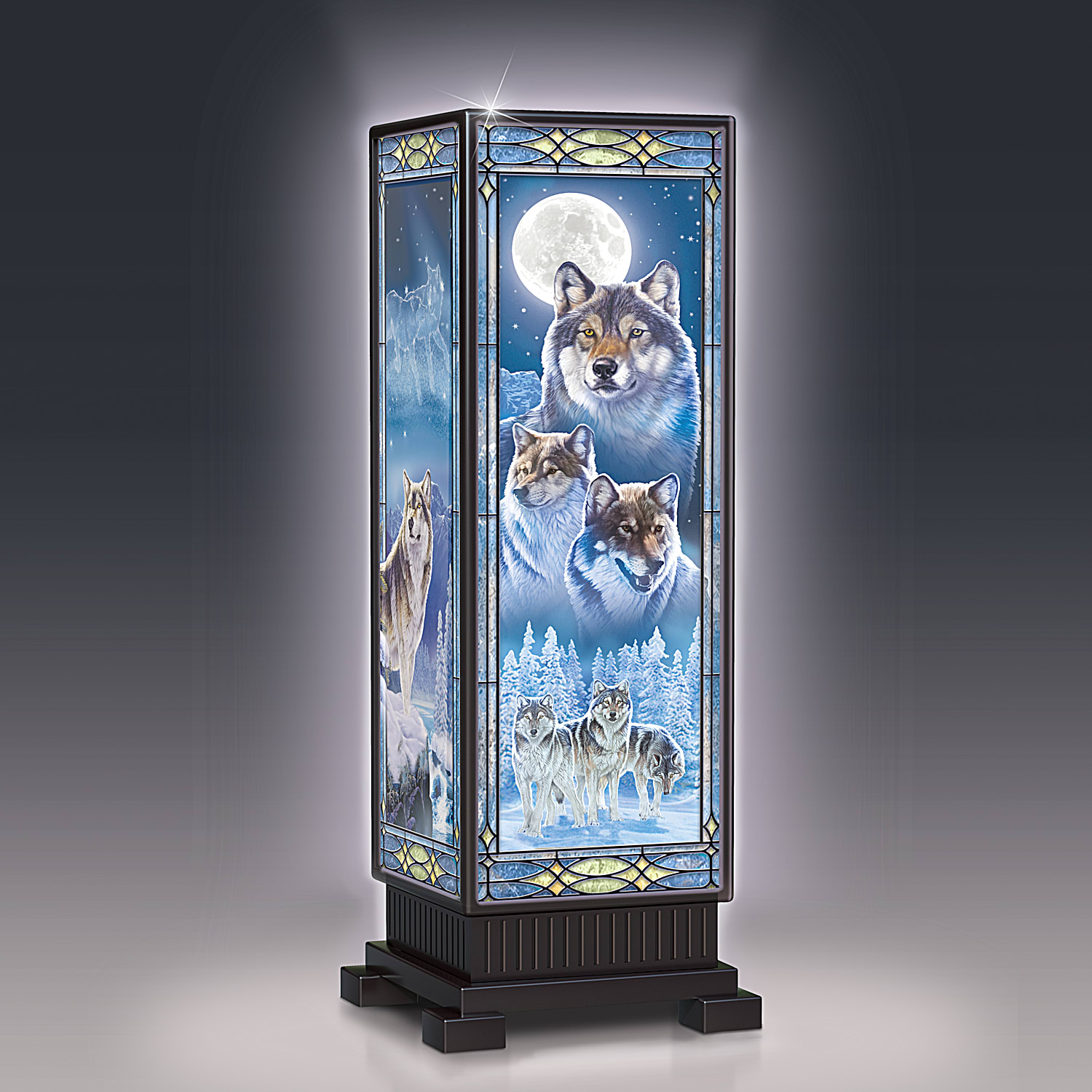 35.6 cm Tall Rectangular Illuminated Stained Glass Adorned