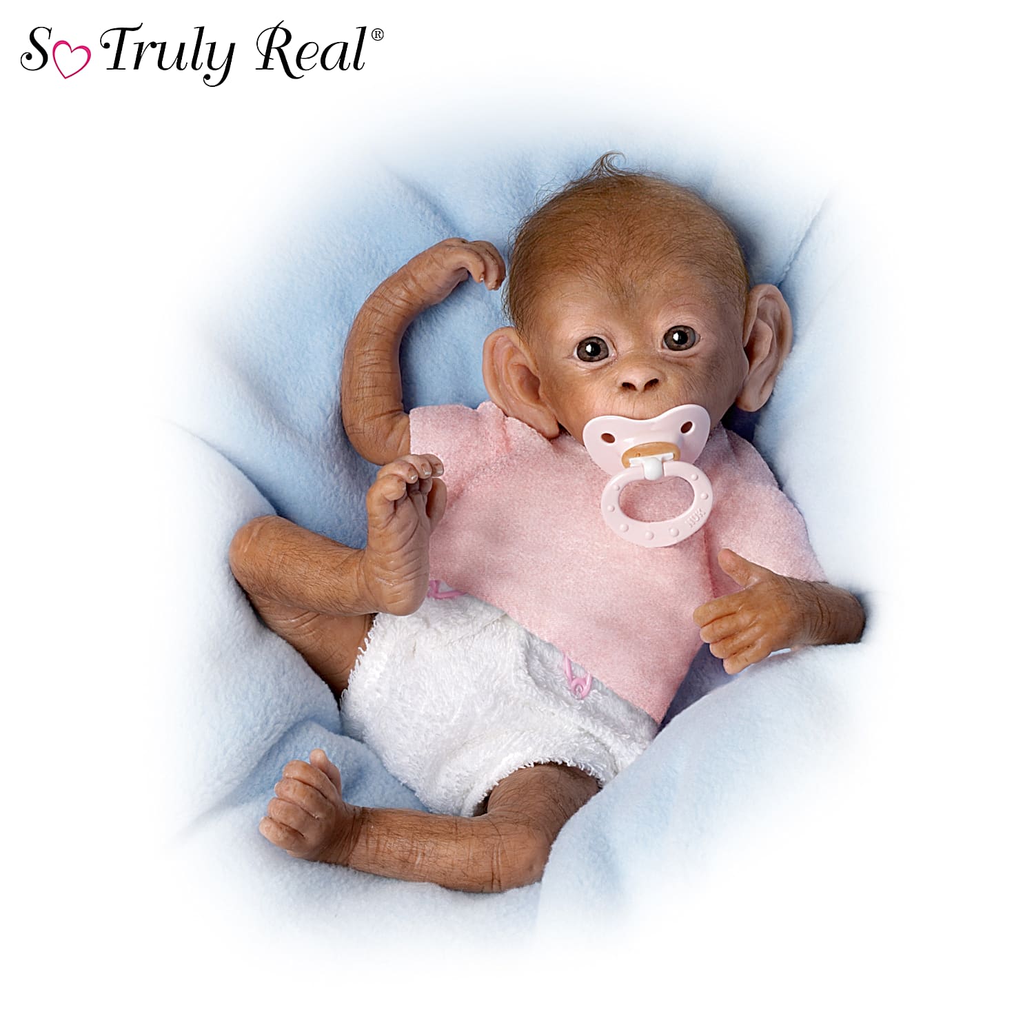 Happy Little Handfuls Miniature Silicone Monkey Doll Collection Featuring  Hand-Rooted Hair On Arms, Legs & Heads With Pacifiers And Custom Outfits