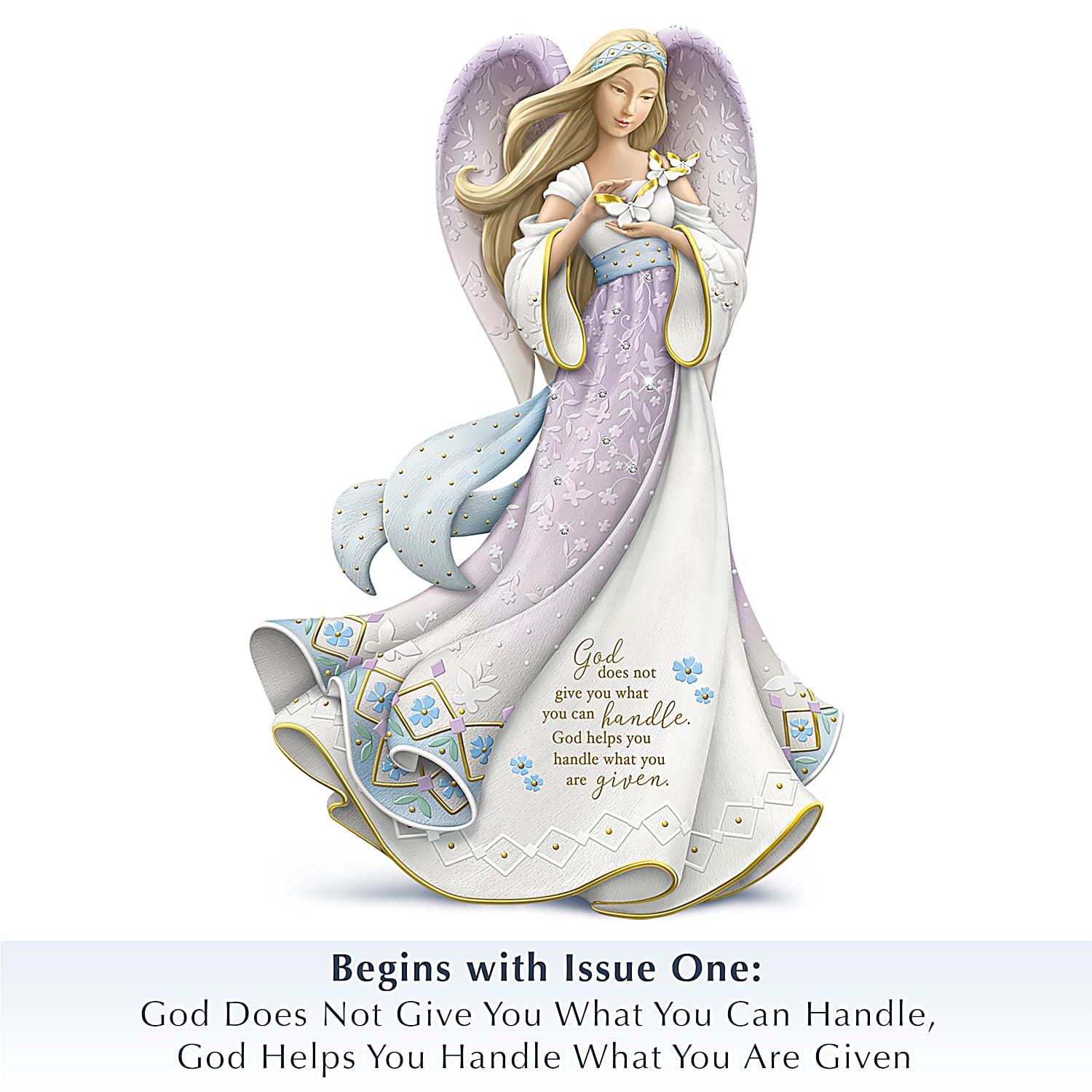 Heavenly Caring Companions Religious Hand-Painted Angel Figurine Collection  Designed By Artist Karen Hahn Adorned With Swarovski Crystals & Metallic  Golden Accents