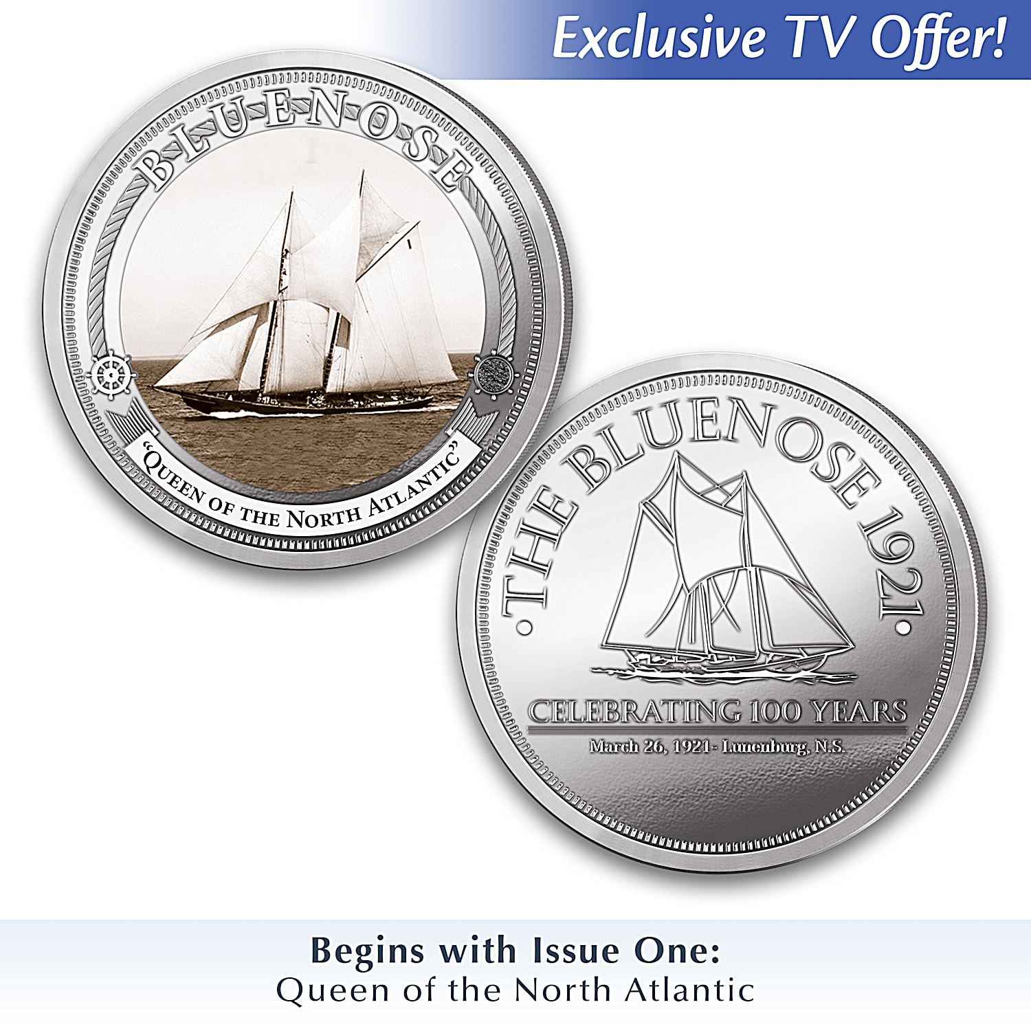 Bluenose Centennial 99.9% Silver-Plated Proof Collection Featuring