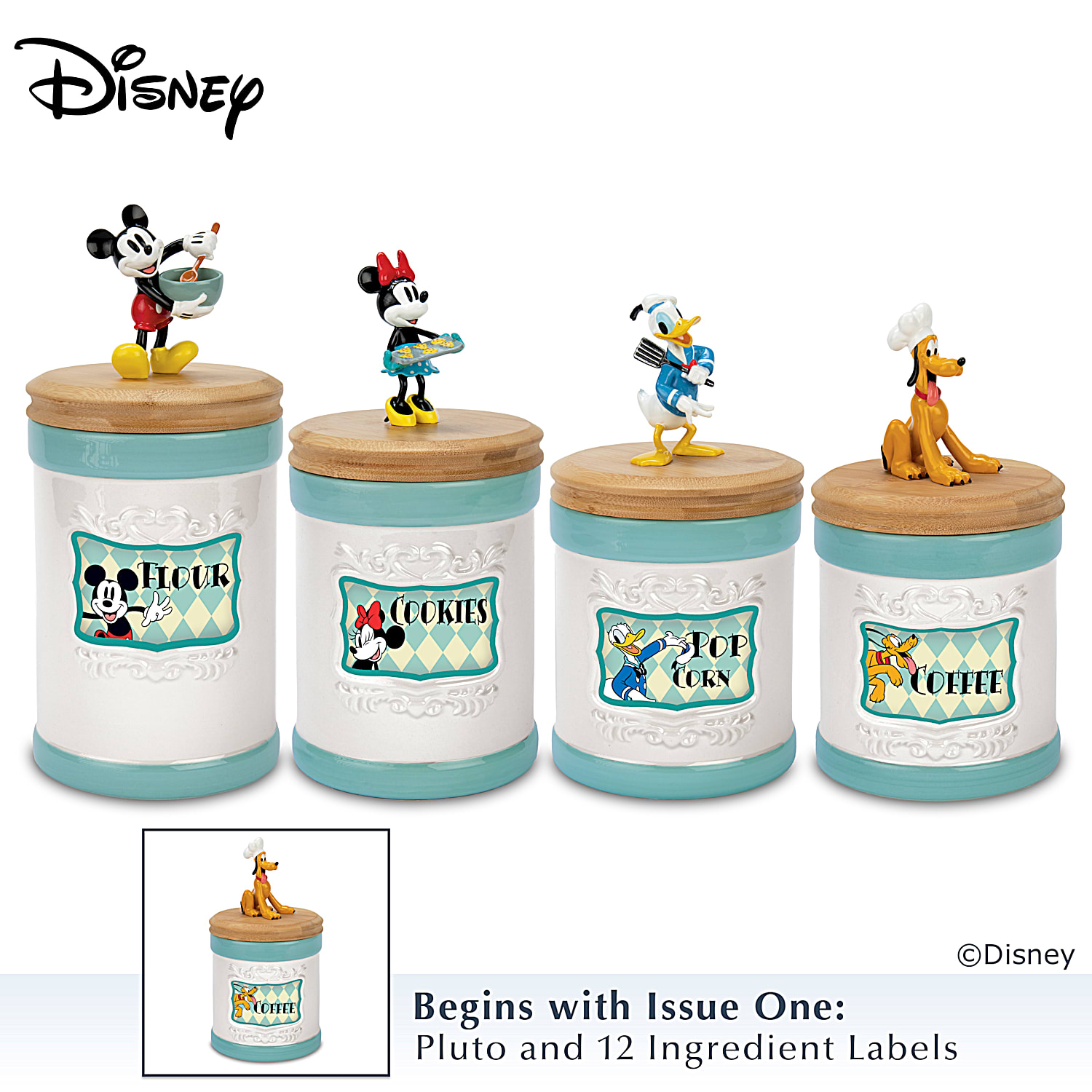 Mickey Mouse Friends Canister Collection Featuring Hand-Painted