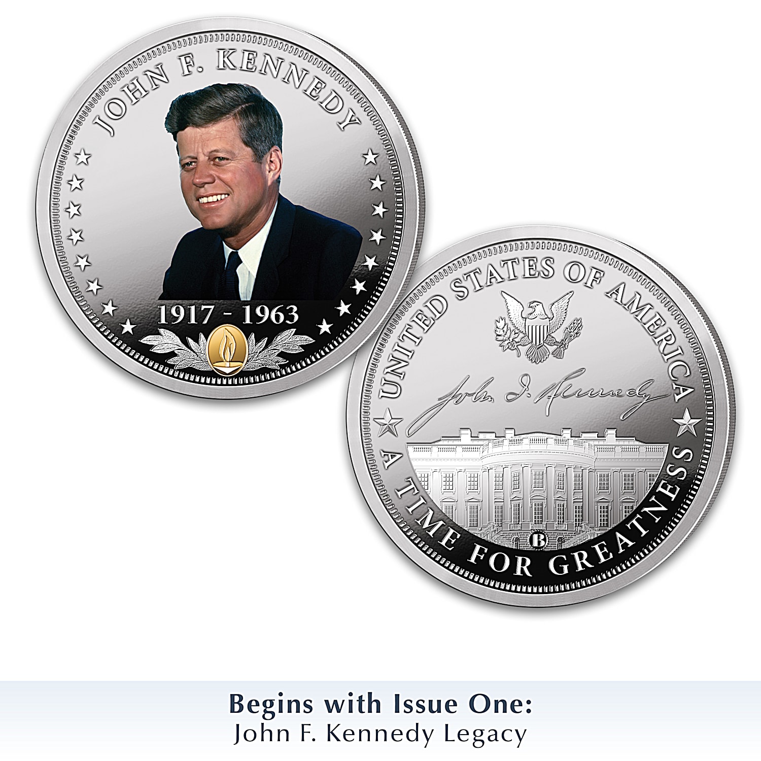 The John F. Kennedy Legacy 99.9% Silver-Plated Proof Coin