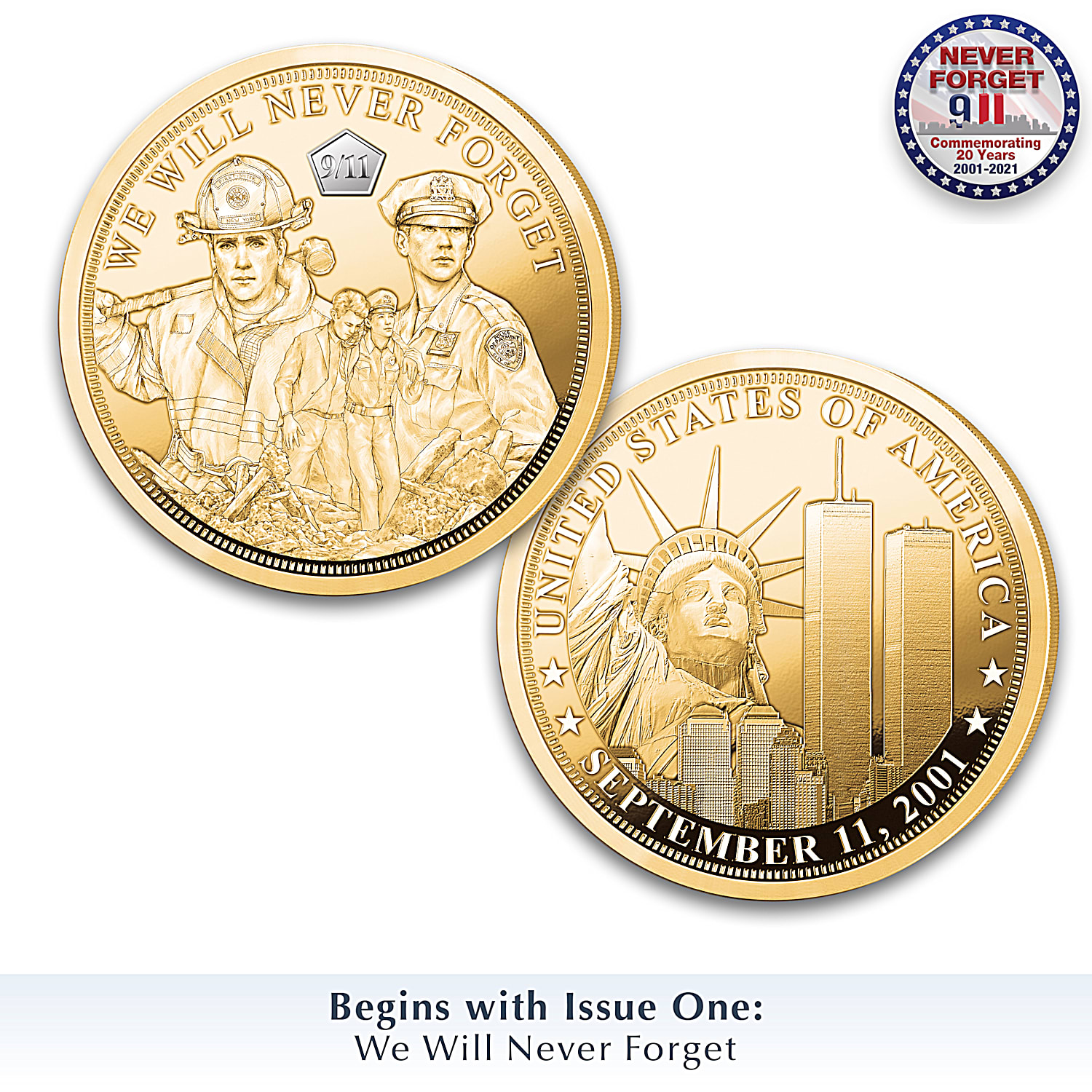 The 20th Anniversary Of September 11th 24K Gold-Plated Proof Coin