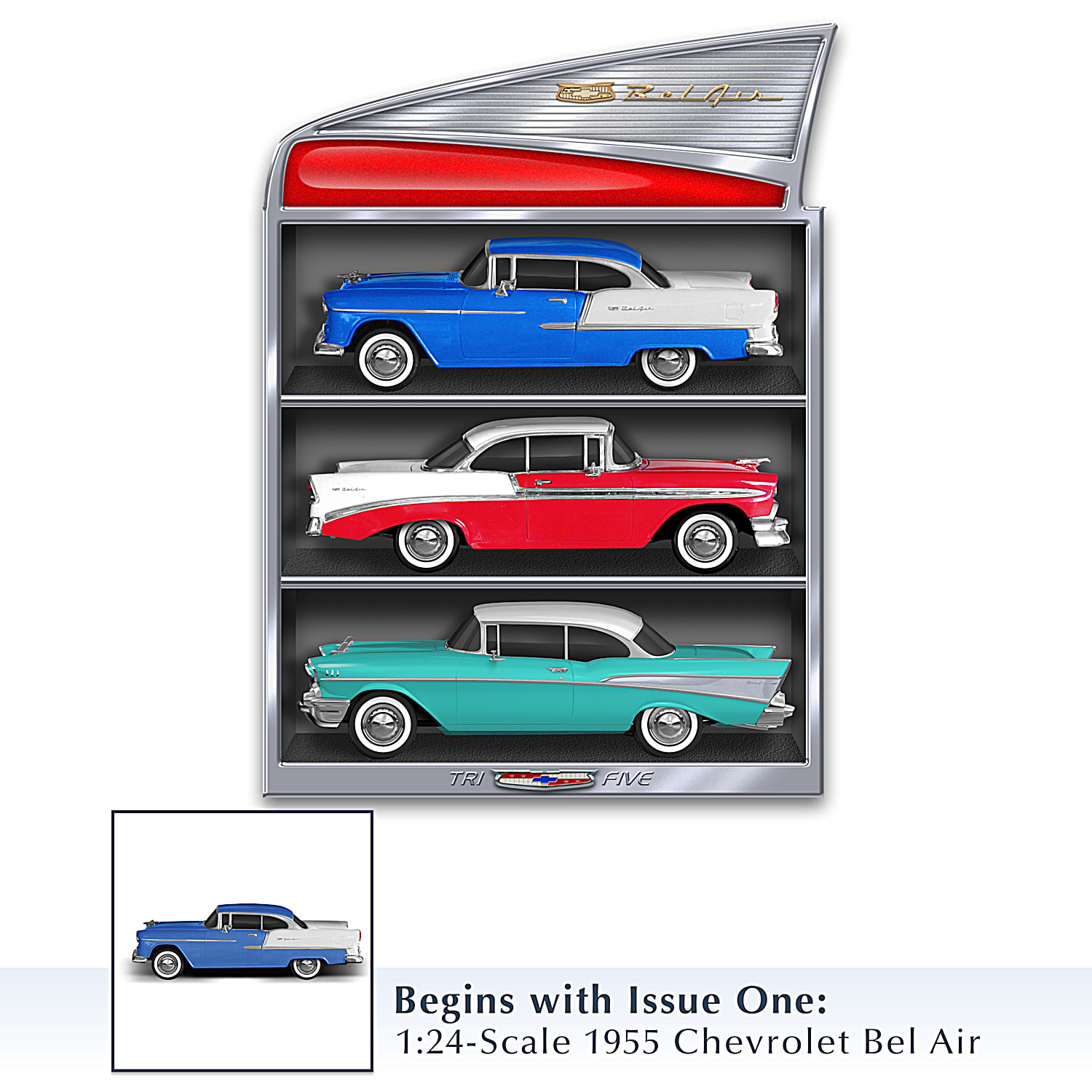 Tri Five 1 24 Scale Chevrolet Bel Air 3 Car Sculpture Collection