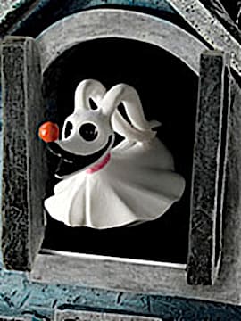 Clock plays 'This is Halloween' while Zero pops in and out of the doors on the hour