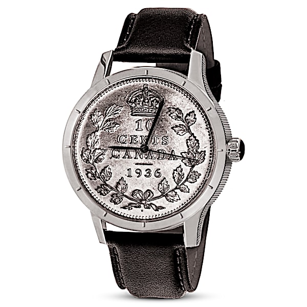 1936 Canadian Dot Dime-Inspired Men's Leather Watch