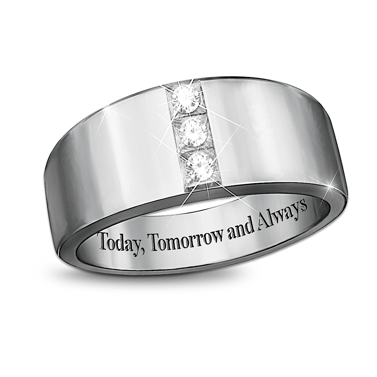 Today, Tomorrow & Always Silver Mens Ring Size 15