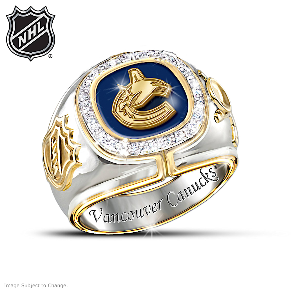NHL® Vancouver Canucks® Diamond Team Mens Ring