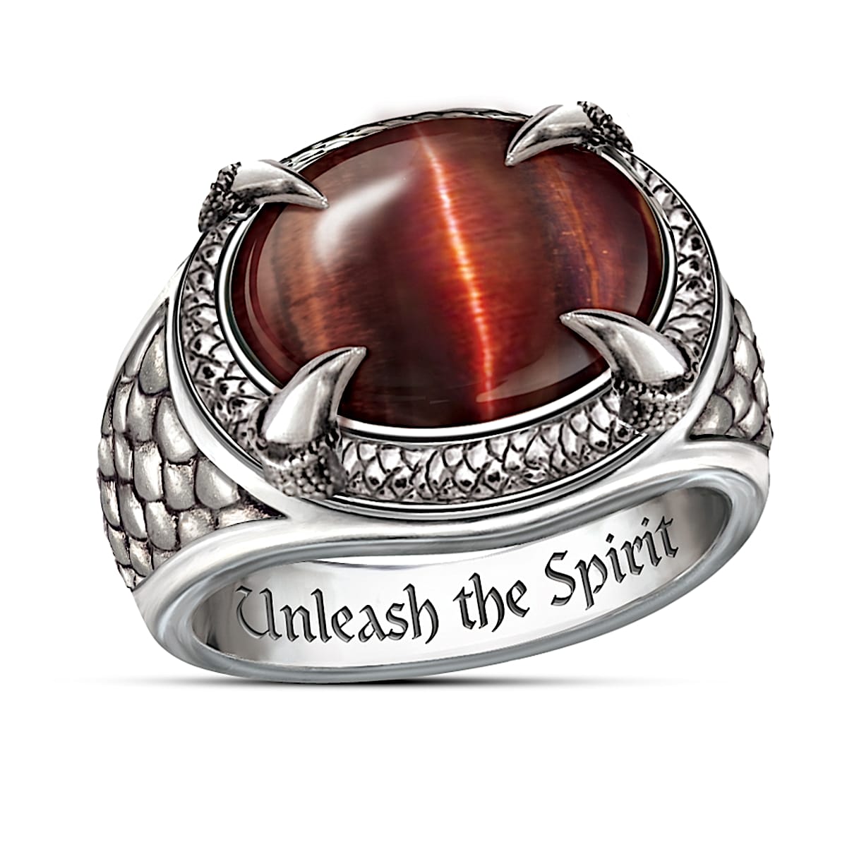 Men s Dragon Eye Stainless Steel Ring With Tiger s Eye Stone