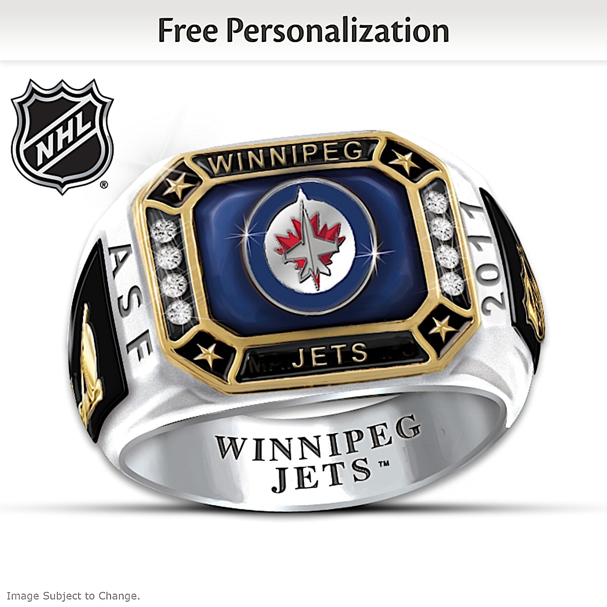Mens Ring Winnipeg Jets™ Personalized Ring