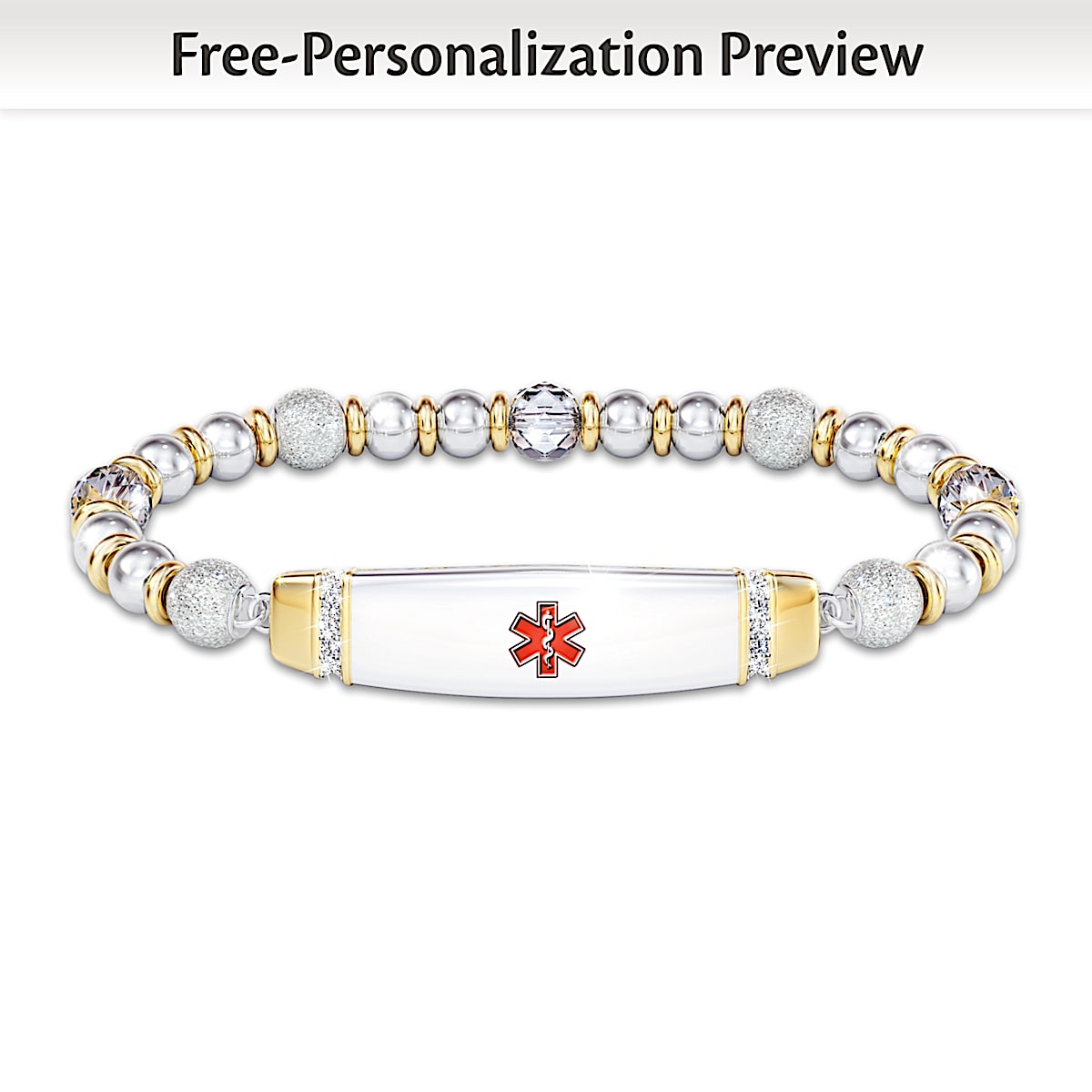 Medical Alert Prescription Personalized Womens Bracelet