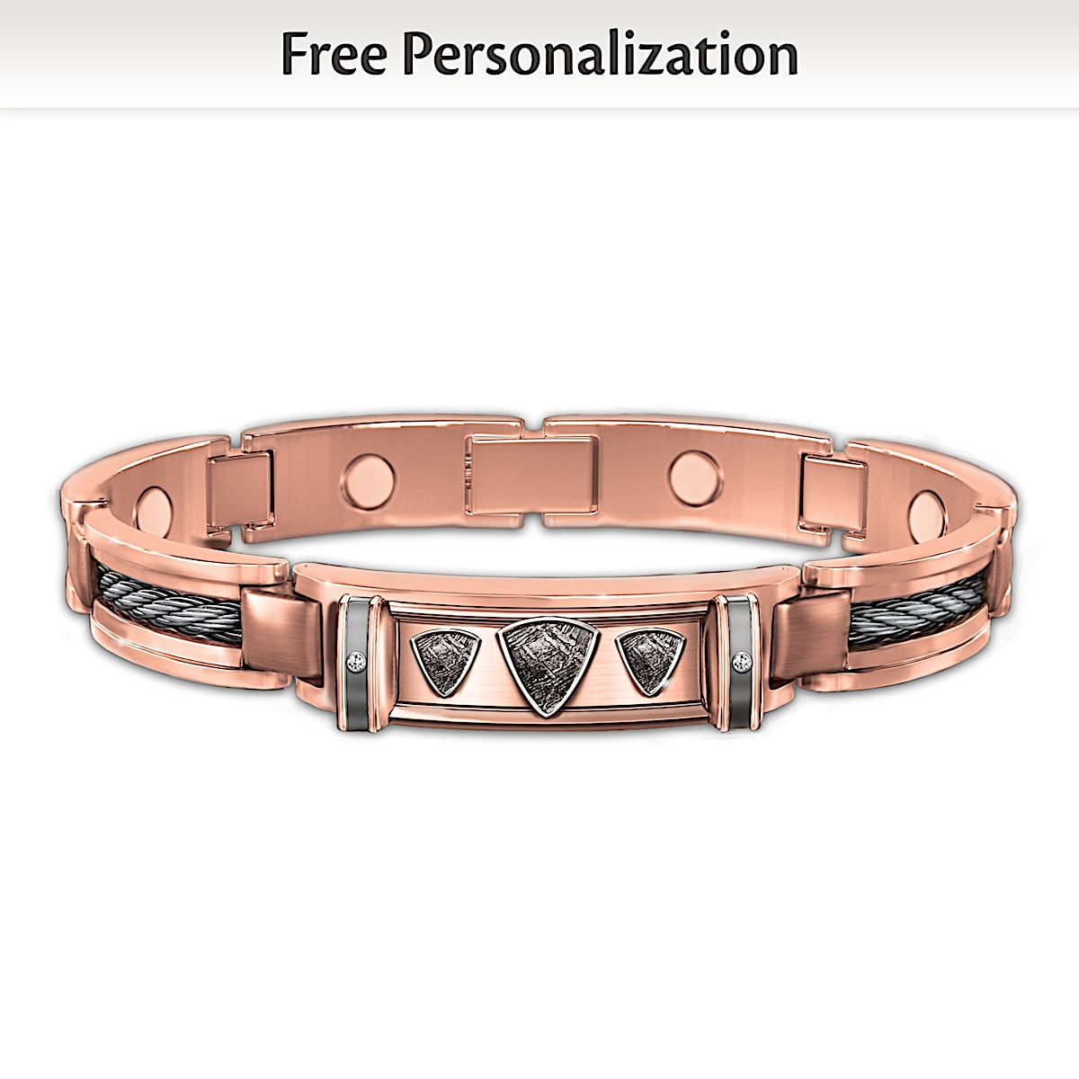 Mind Body And Spirit Personalized Mens Copper Healing Bracelet