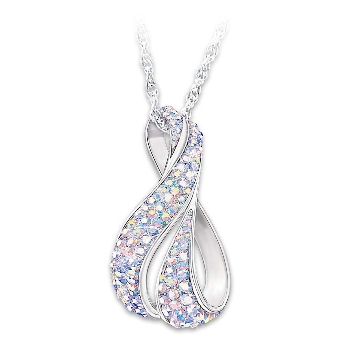 Aurora Borealis Pendant Necklace With 35 Swarovski Crystals