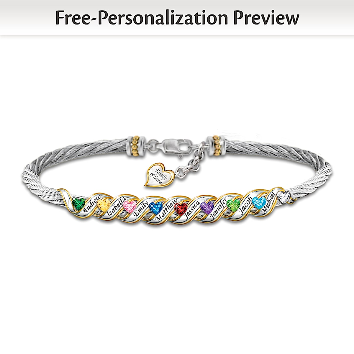 Sterling Silver Bracelet  With Engraved Heart  Birthstone Charm
