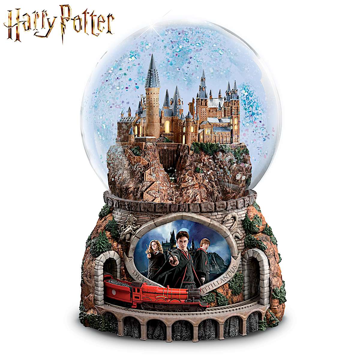 HARRY POTTER Journey To HOGWARTS Musical Glitter Globe With Moving Train