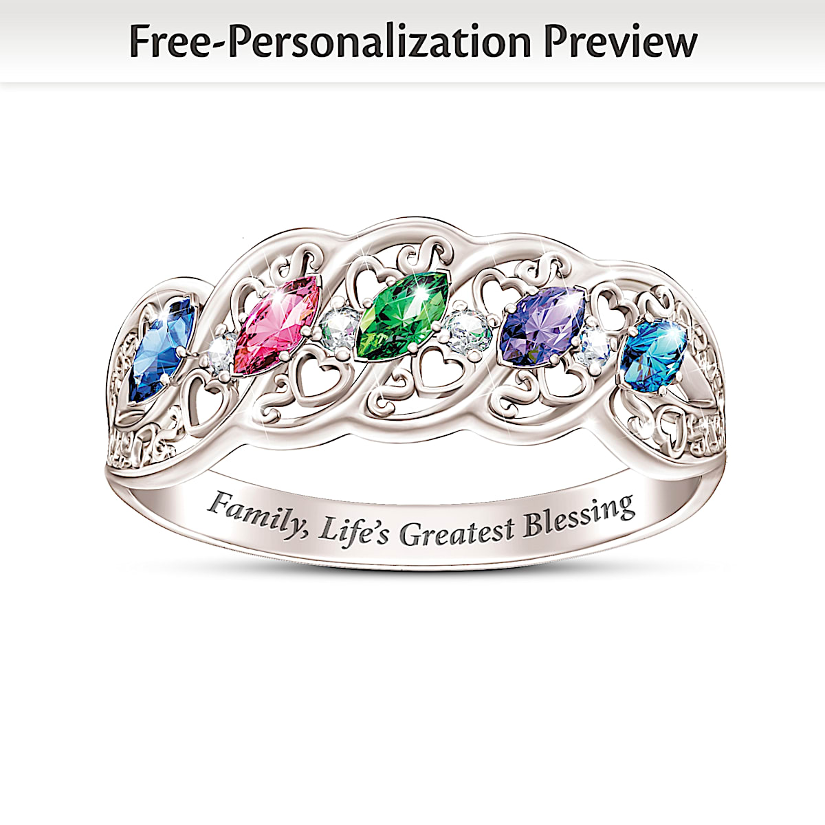 The Gift Of Family Womens Personalized Birthstone Ring