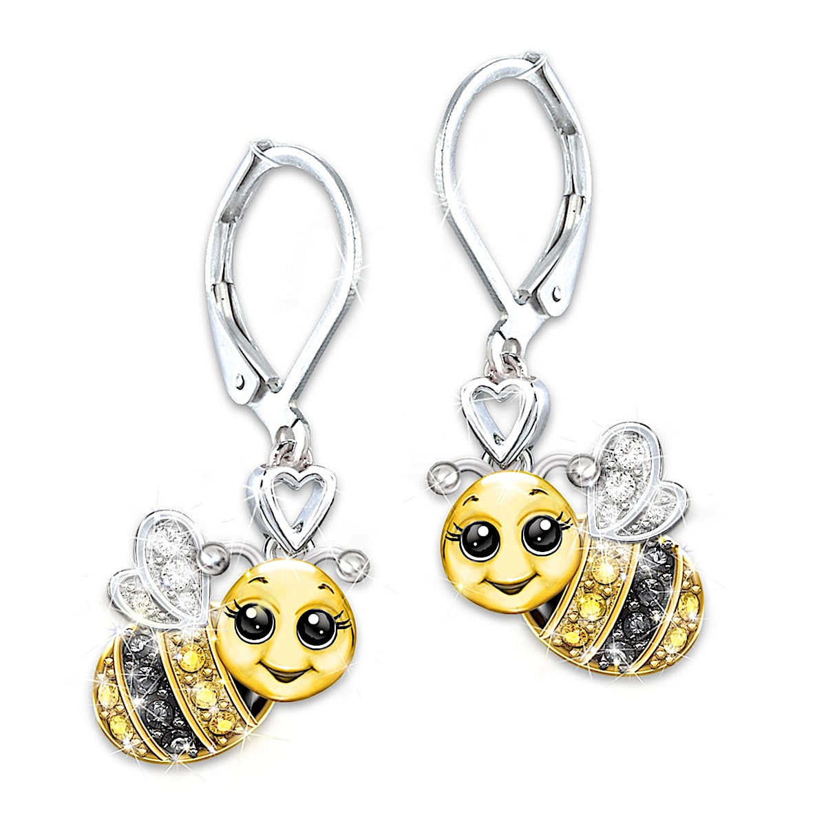 Always Bee Yourself Inspirational Granddaughter Bumble Bee Earrings Adorned With Swarovski Crystals 18K Gold Accents