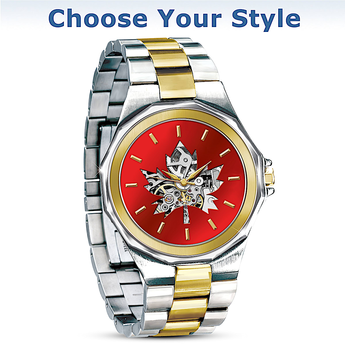 Canadian Pride Mens Stainless Steel Mechanical Watch
