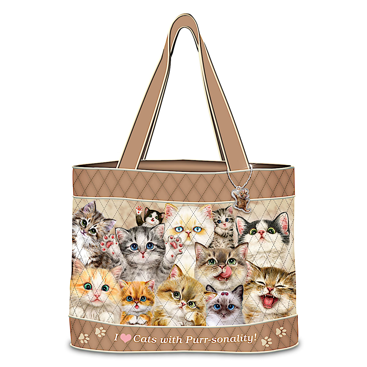 Kayomi Harai Cats With Purr sonality Womens Quilted Tote Bag